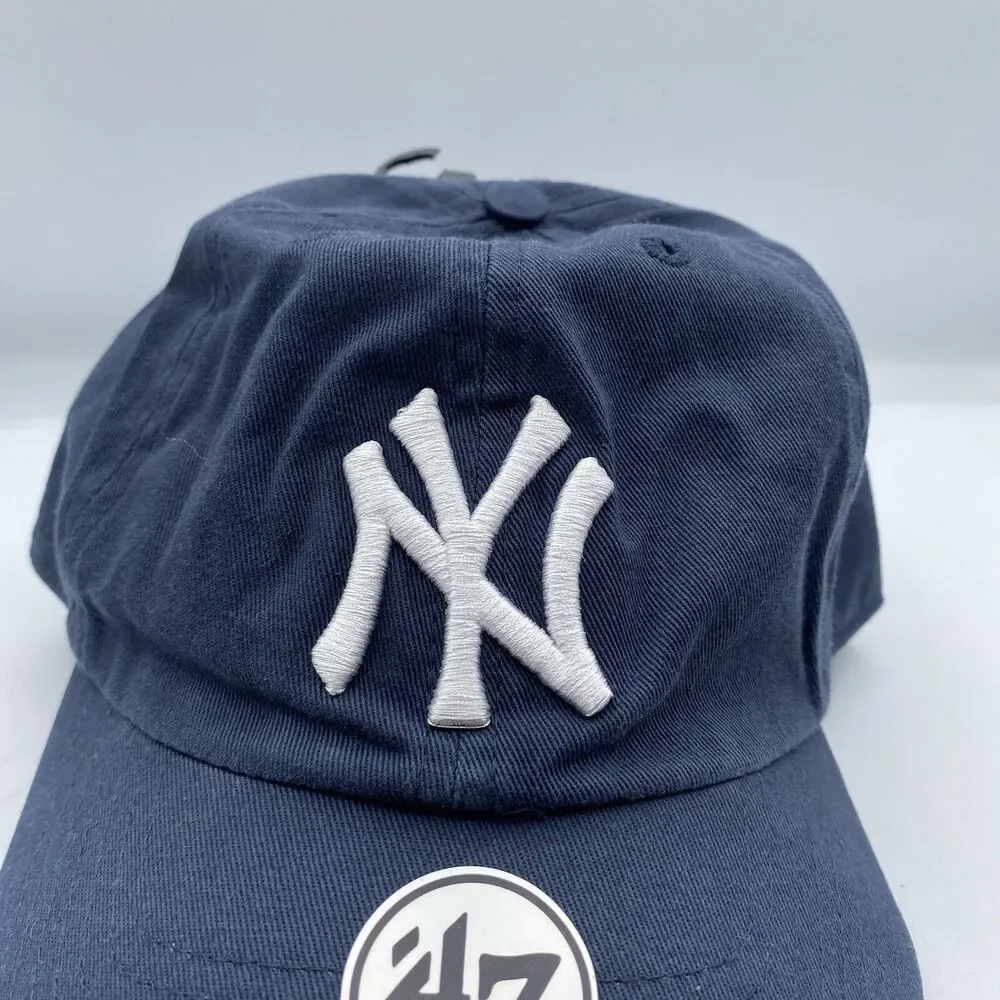 New York Yankees Hat Adjustable 47 Brand Blue Clean Up MLB Strapback NWT
